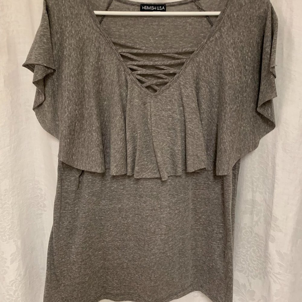 Great Heimish USA Charcoal Grey Top Size Medium